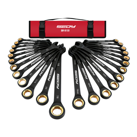 72-Tooth Ratchet Spanners 24PC Black Finish Tool Set