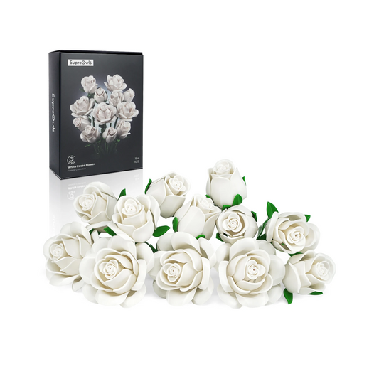 White Roses Bouquet Building Block Set for Home Decor