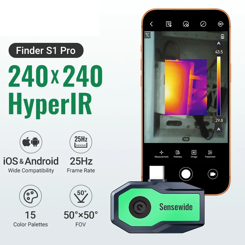 240×240 Thermal Camera 25Hz Imaging for Android iPhone