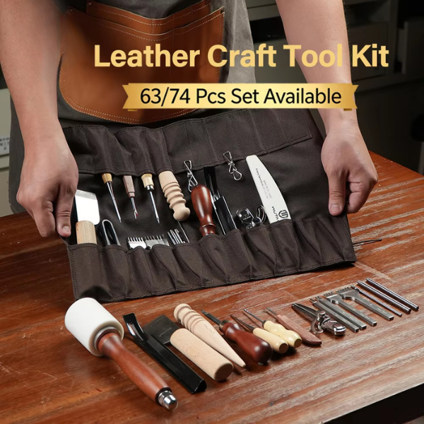 63-Piece Leatherworking Tool Kit for DIY & Repair