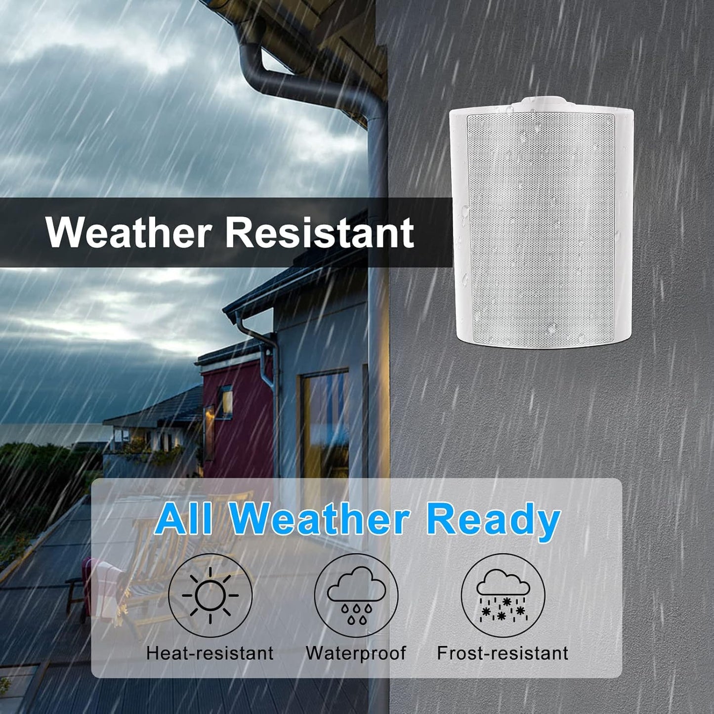 Waterproof Indoor Outdoor Bluetooth Speakers 300W Black