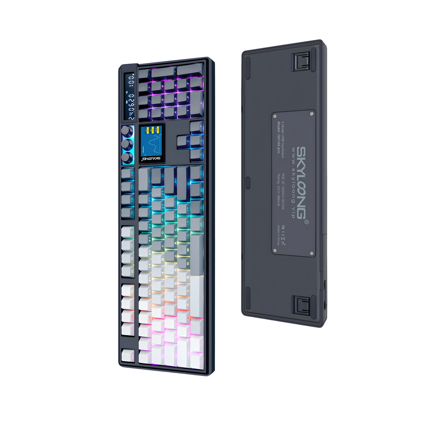 Rose Pink Wireless Full Size Mechanical Keyboard with Screen