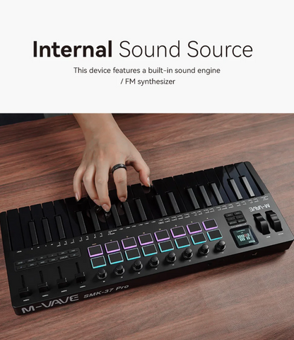 37 Key Portable MIDI Controller with Built-In Synth and RGB Pads