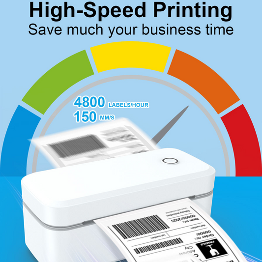 Portable 110mm Thermal Shipping Label Printer Set with Bluetooth