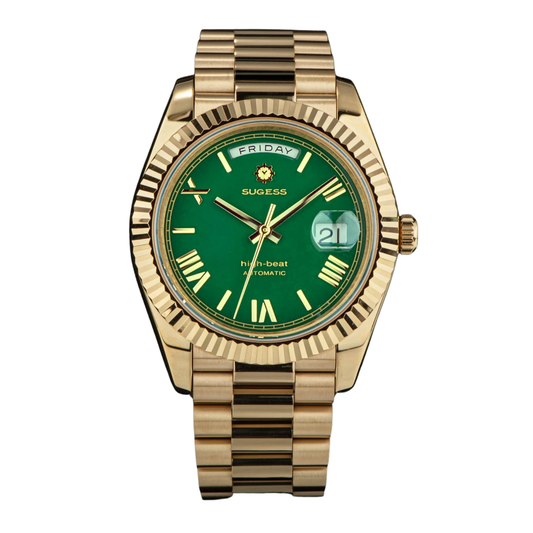 Waterproof Mechanical Day Date Men’s Watch 40mm Golden Green