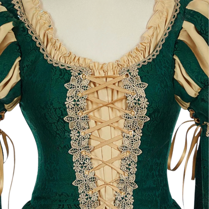Women Medieval Renaissance Dress with Lace and Wide Sleeves
