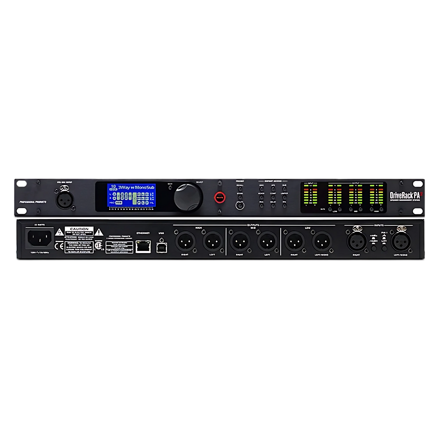 Professional Digital Audio Crossover Processor with Feedback Suppression
