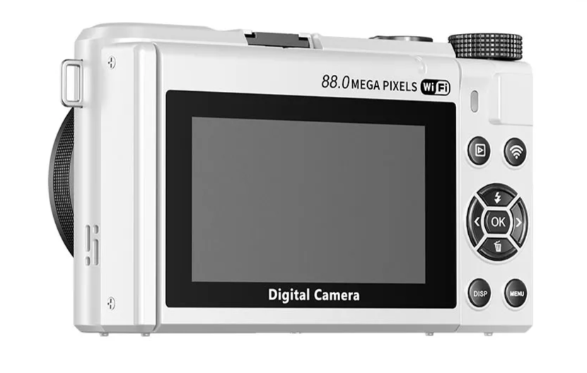 8K 88MP WiFi Digital Camera White 18x Zoom Flip Screen