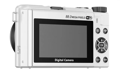 8K 88MP WiFi Digital Camera White 18x Zoom Flip Screen