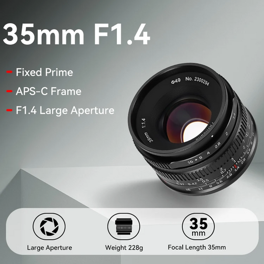 Lightweight 35mm F1.4 APS C Lens for Micro 4 3