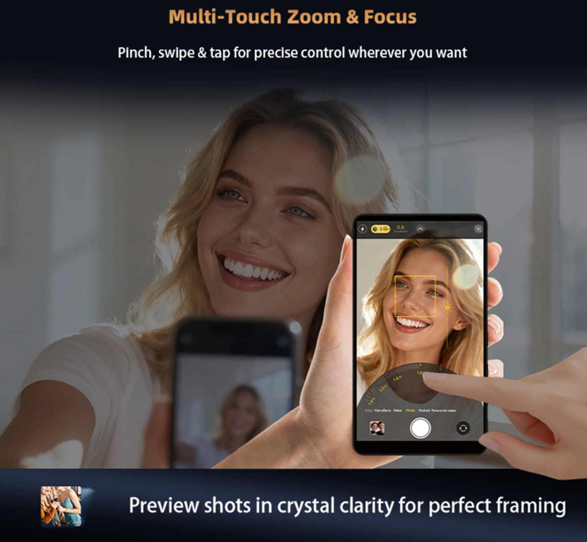 CP5 Ultra Black Touchscreen Monitor for Phone Selfies