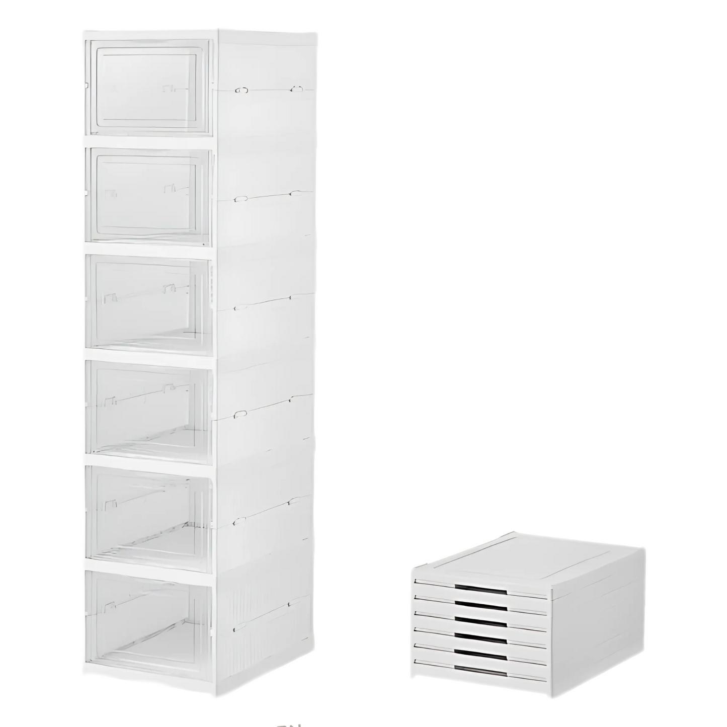 Foldable 6-Layer Shoe Cabinet with Transparent Front Panel