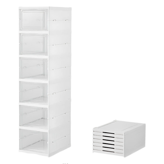 Foldable 6-Layer Shoe Cabinet with Transparent Front Panel