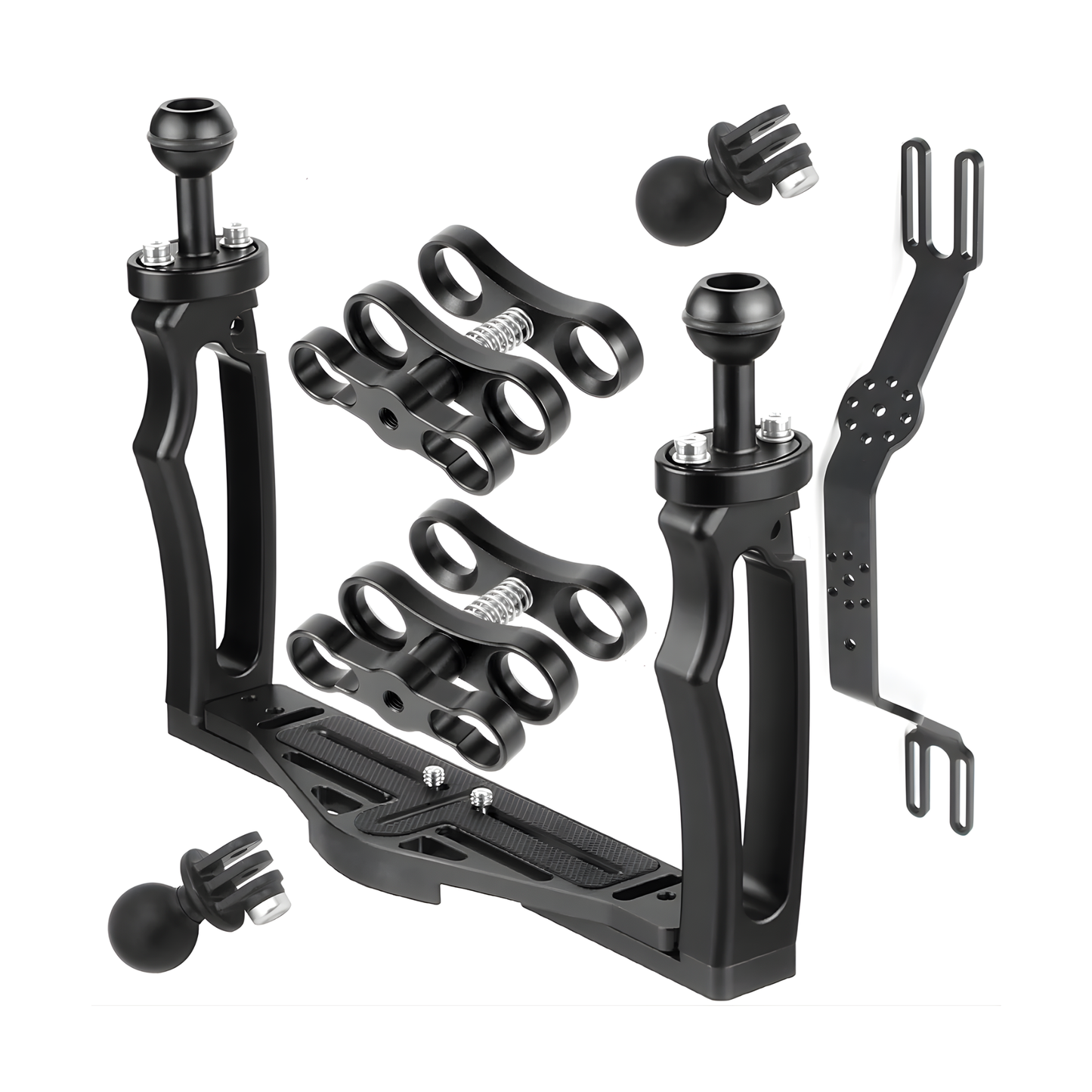 Adjustable Dual Handle Underwater Camera Rig Black