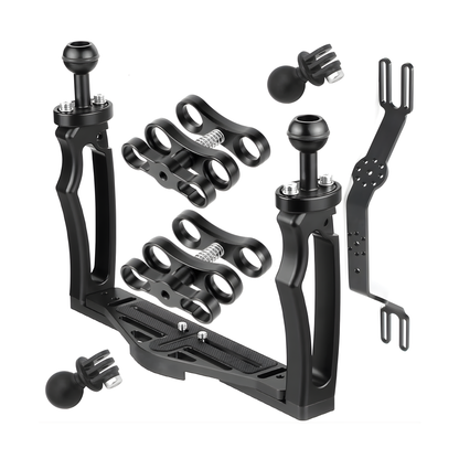 Adjustable Dual Handle Underwater Camera Rig Black