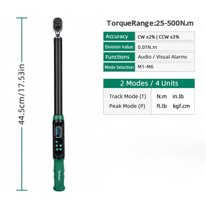 Adjustable 1/2 Inch Drive Torque Wrench 25–500N.m Digital
