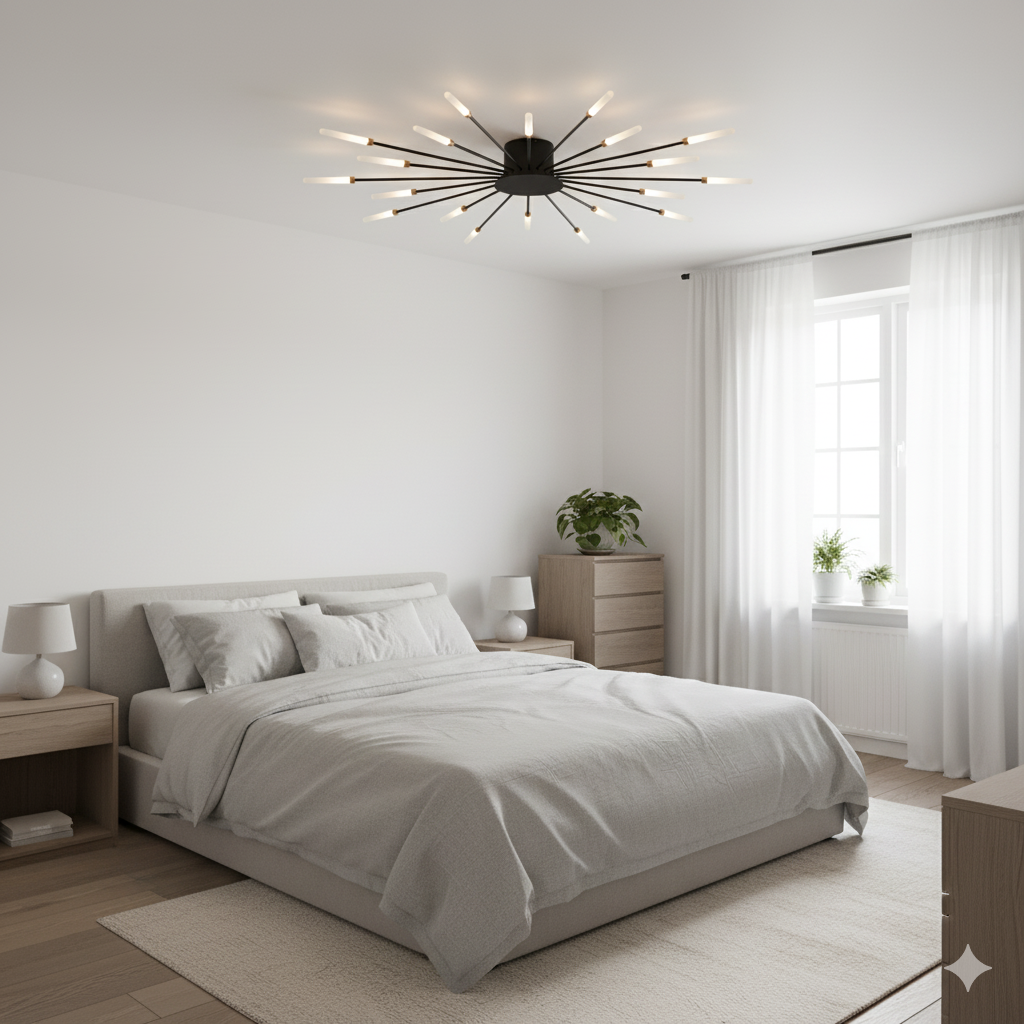 Sleek Black 20-Head LED Chandelier for Living and Dining