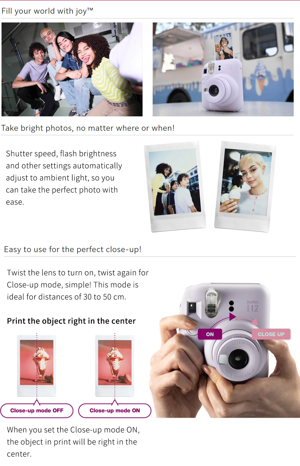 Instant Camera Mini Film Selfie Camera Clay White
