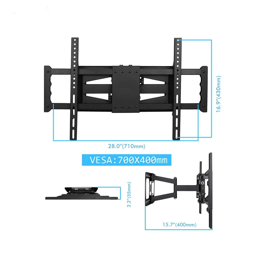 Full Motion TV Wall Mount Bracket for 32–85in Screens