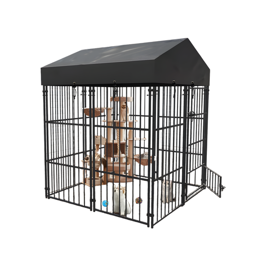 Heavy Duty Small Dog Kennel with Roof Cover