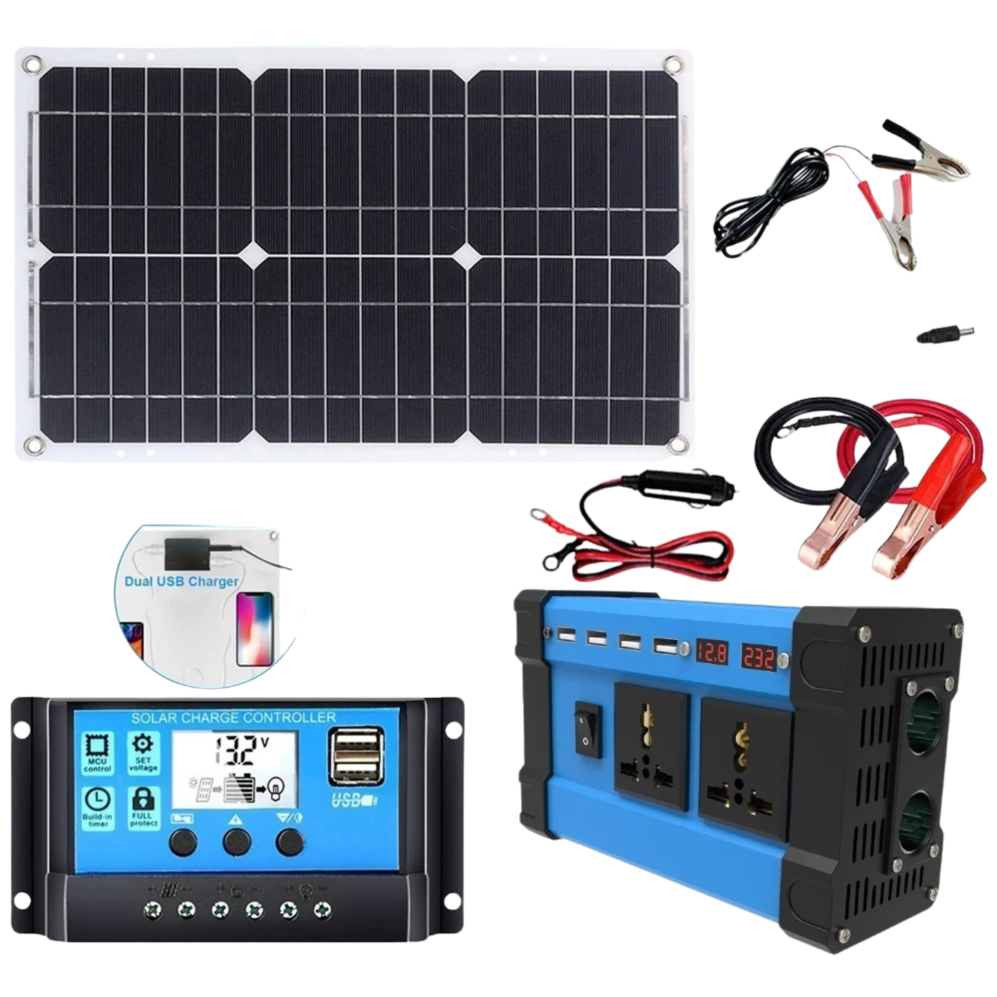 6000W Solar Inverter Kit 600W Panel 12V Battery System