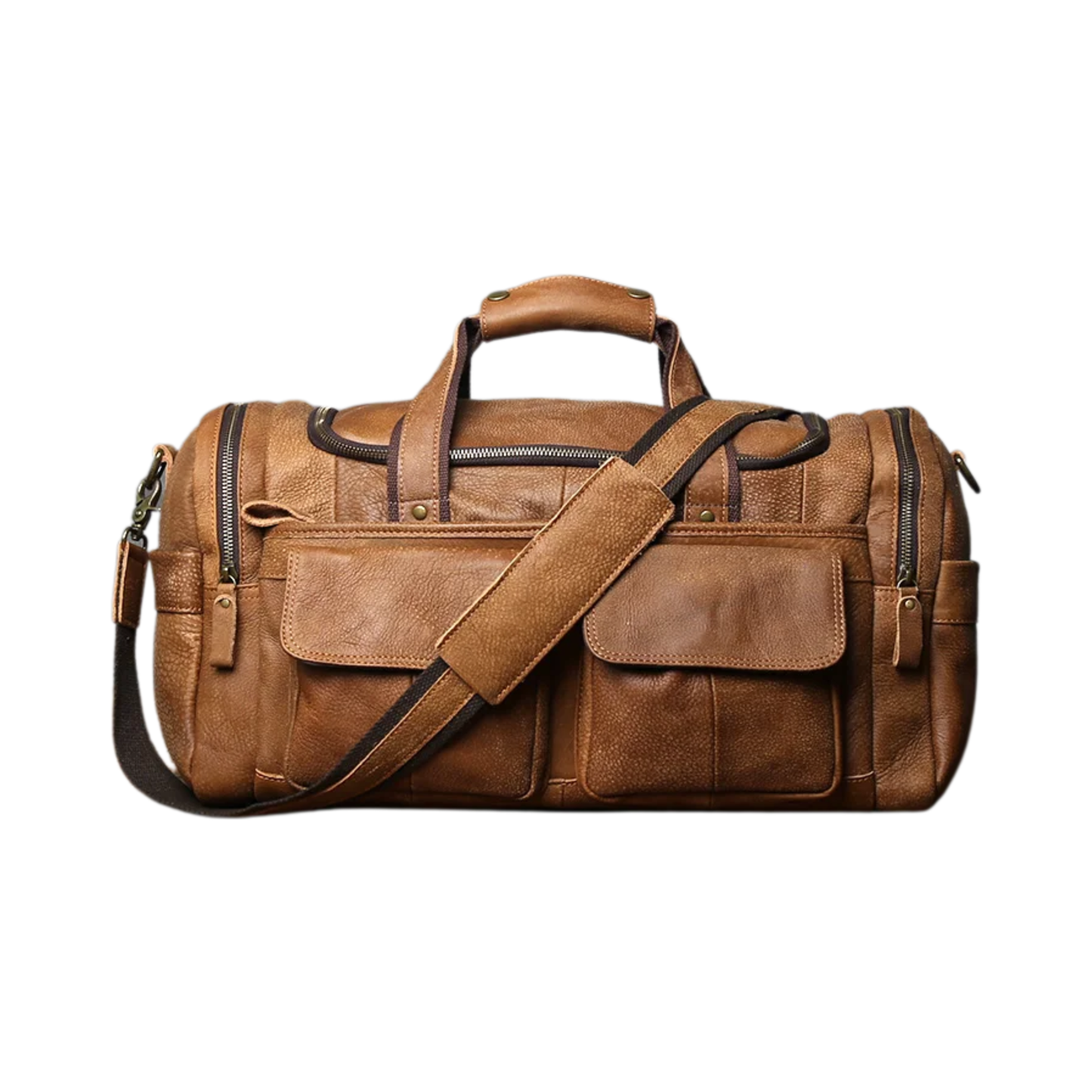 Vintage Brown Leather Laptop Bag Retro Travel Messenger Carry