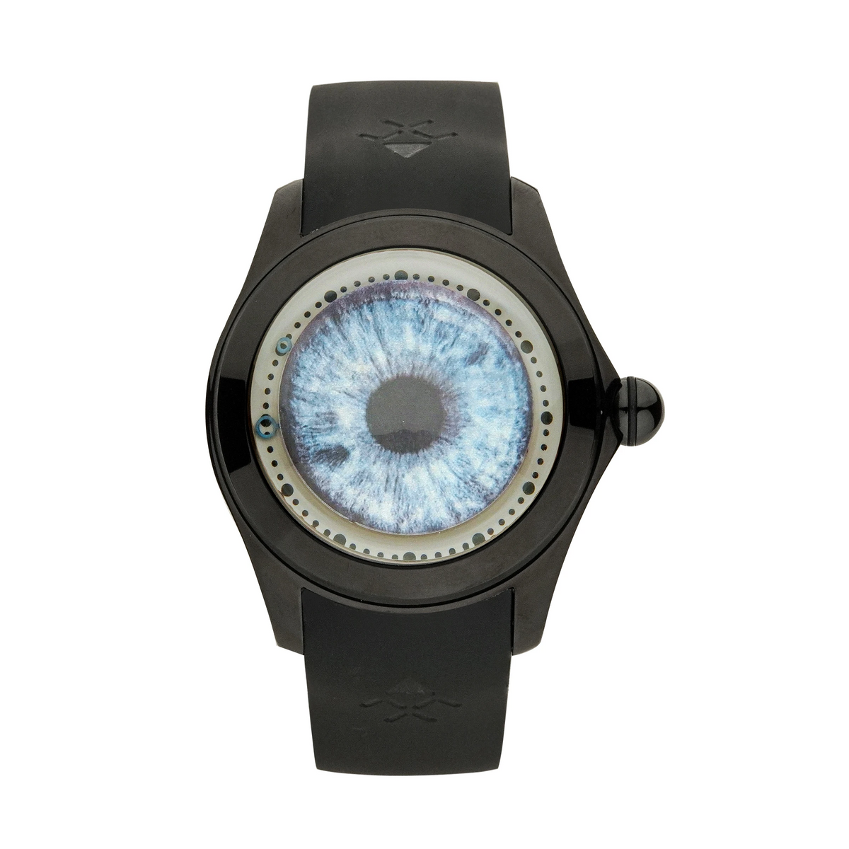 Black Automatic Luxury Watch with Bubble Dial 46mm