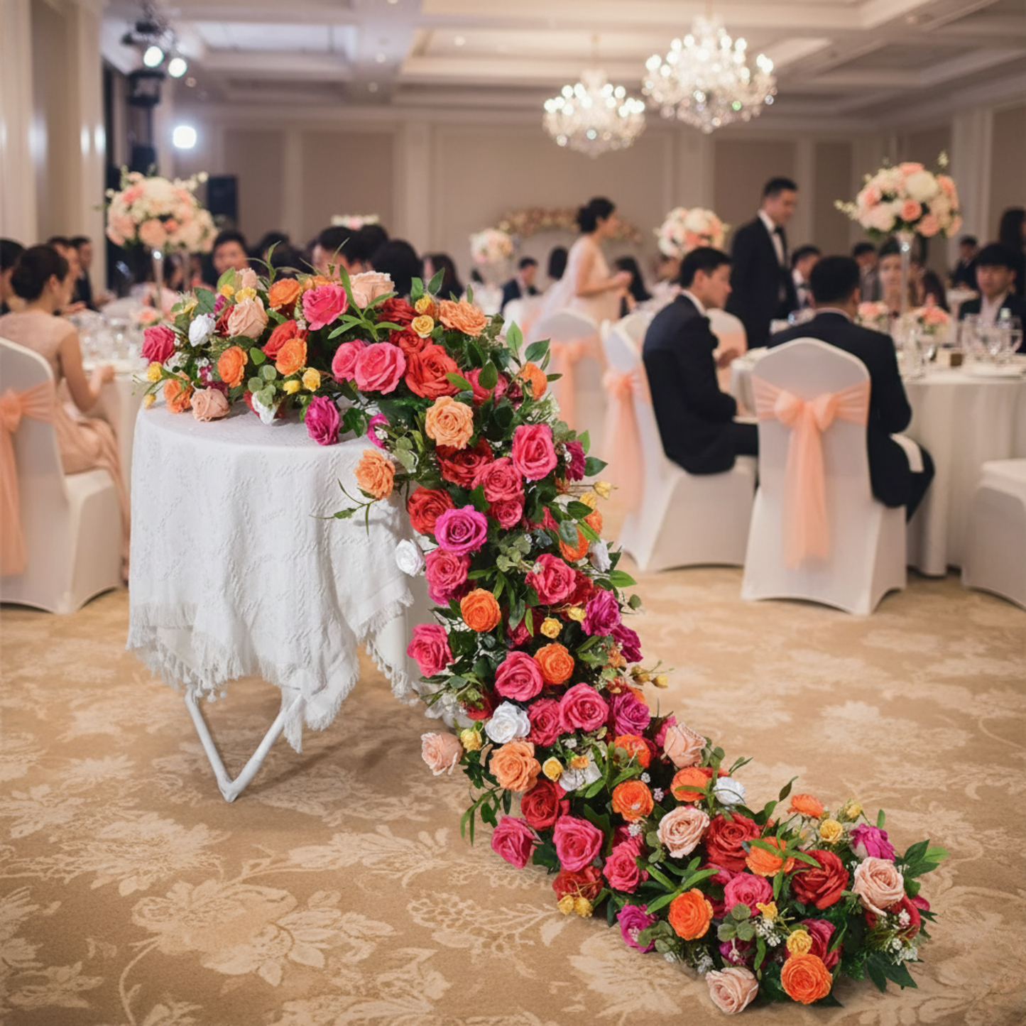 Luxury Artificial Rose Row for Wedding Table Decor