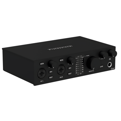 Black Portable Audio Interface 2 Channel USB for Studio Use