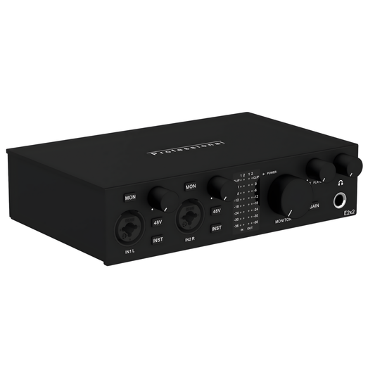 Black Portable Audio Interface 2 Channel USB for Studio Use