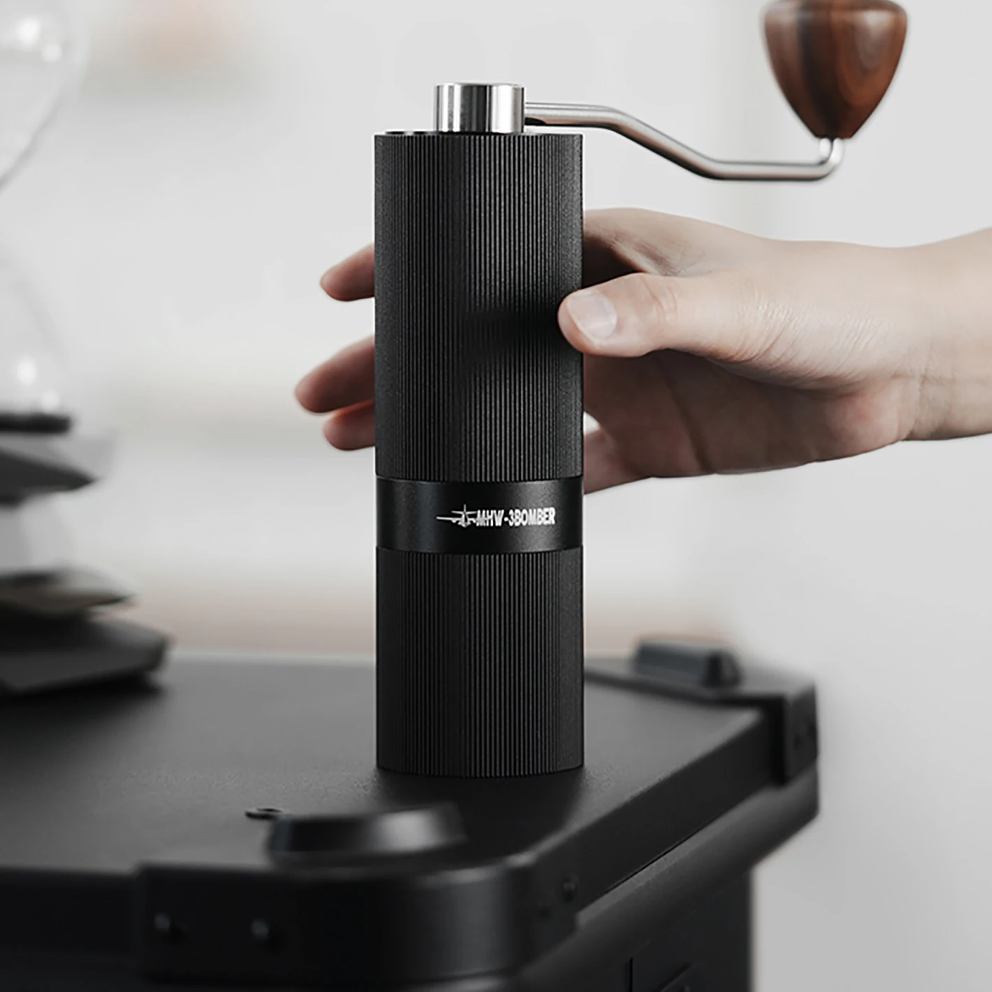 Durable Manual Coffee Grinder with Smooth Titanium Finish