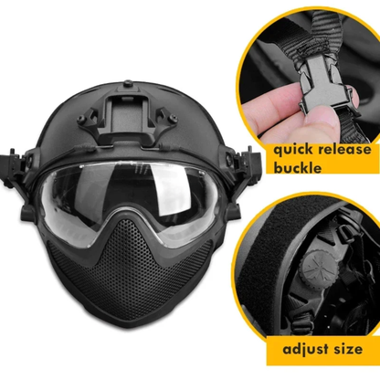 Adult Protective Helmet Mask Goggles Set Large Camo