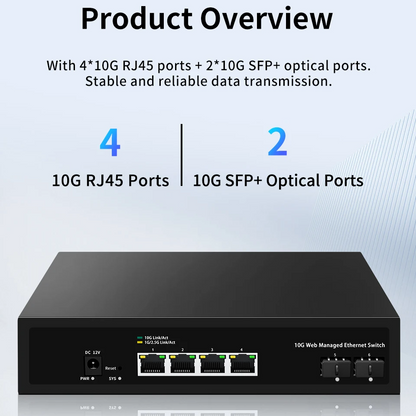 Smart Managed 10G Ethernet Switch 4 Port for Home Labs