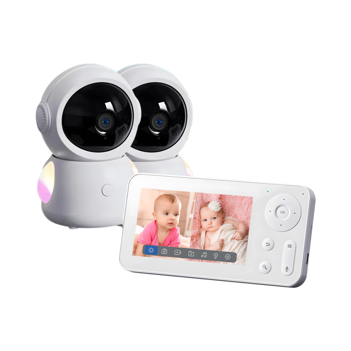 WiFi Baby Monitor Dual Camera Split Screen 2K PTZ