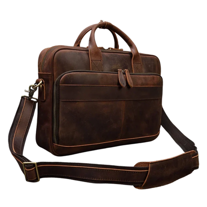44cm Leather Laptop Briefcase Laser Engraved Tote Bag