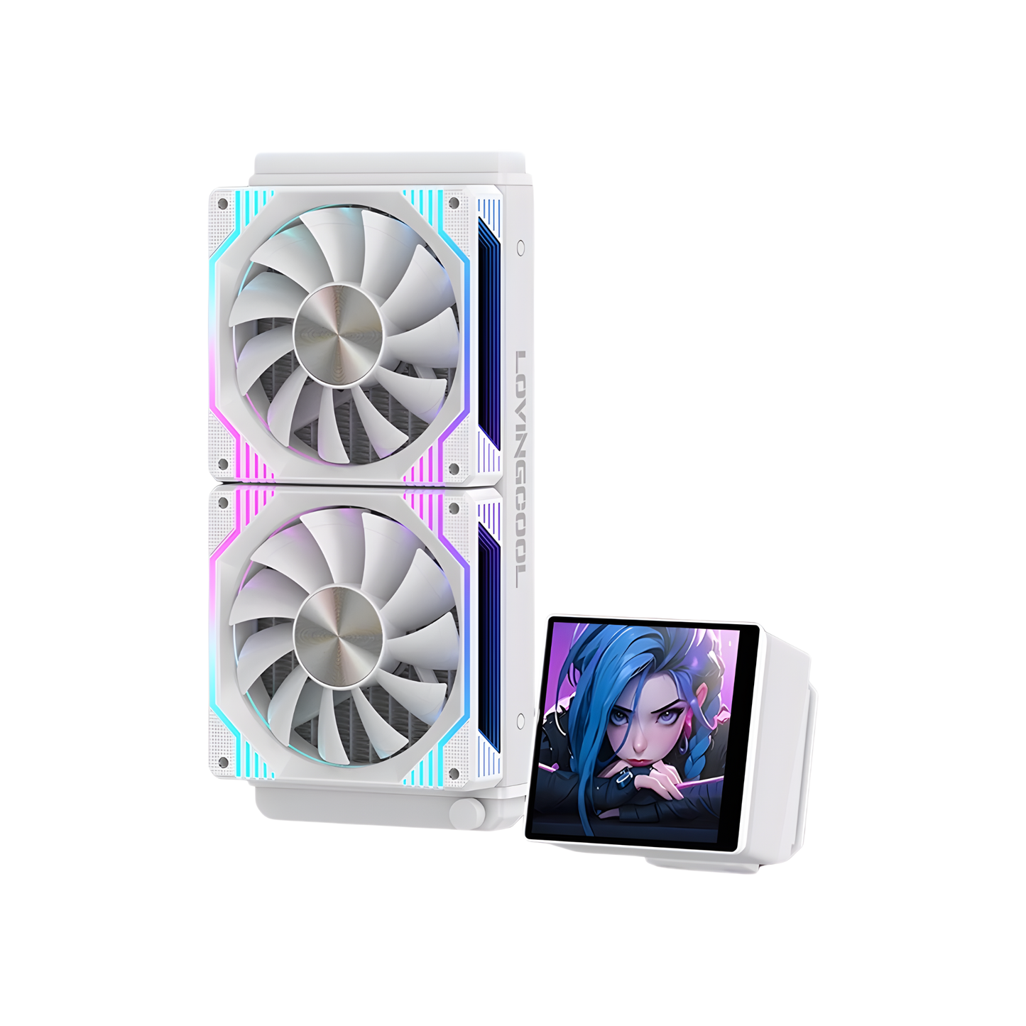 White 240mm AIO Liquid Cooler with 4" Display