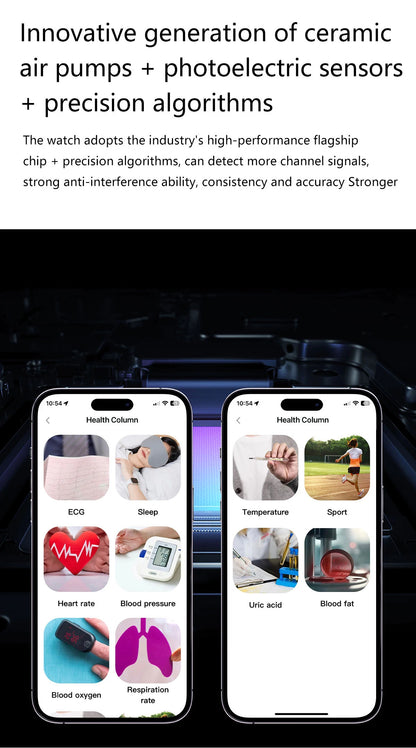 ECG Health Smart Watch Black Strap