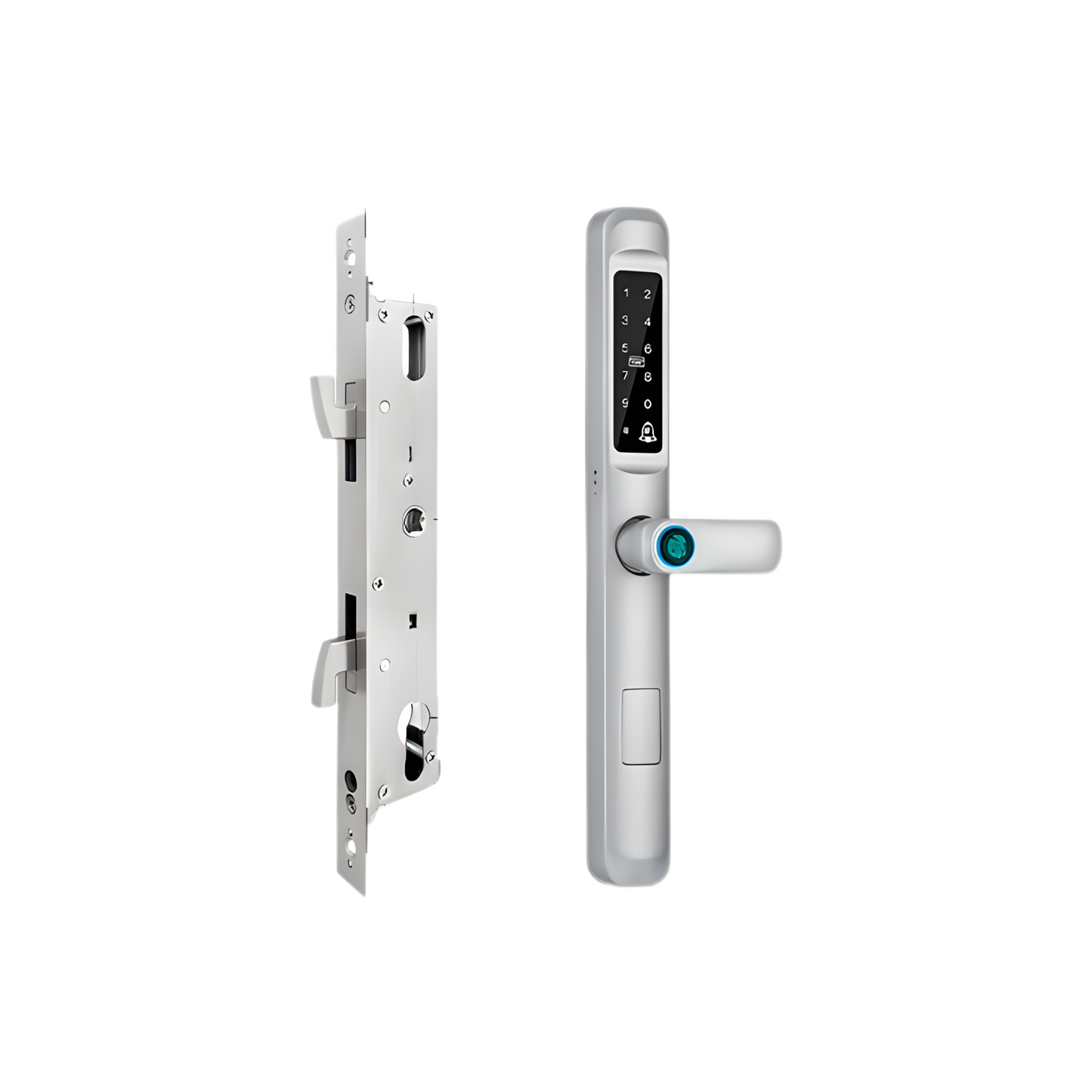 Silver Sliding Smart Door Lock WiFi Fingerprint Code Entry