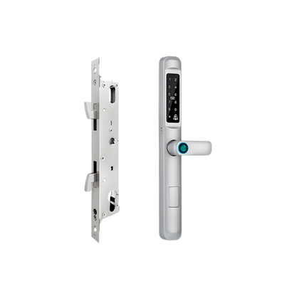 Silver Sliding Smart Door Lock WiFi Fingerprint Code Entry