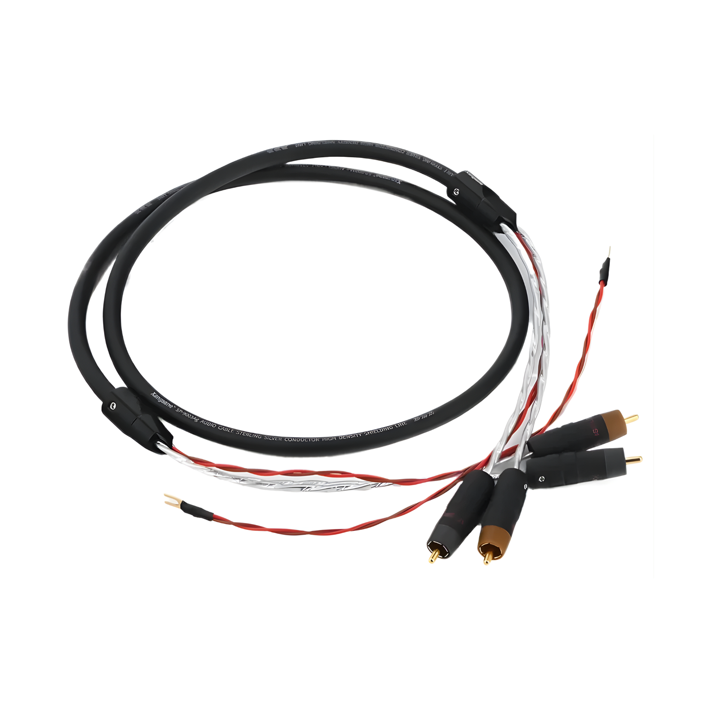 1.5m HiFi Silver RCA Turntable Cable with Ground