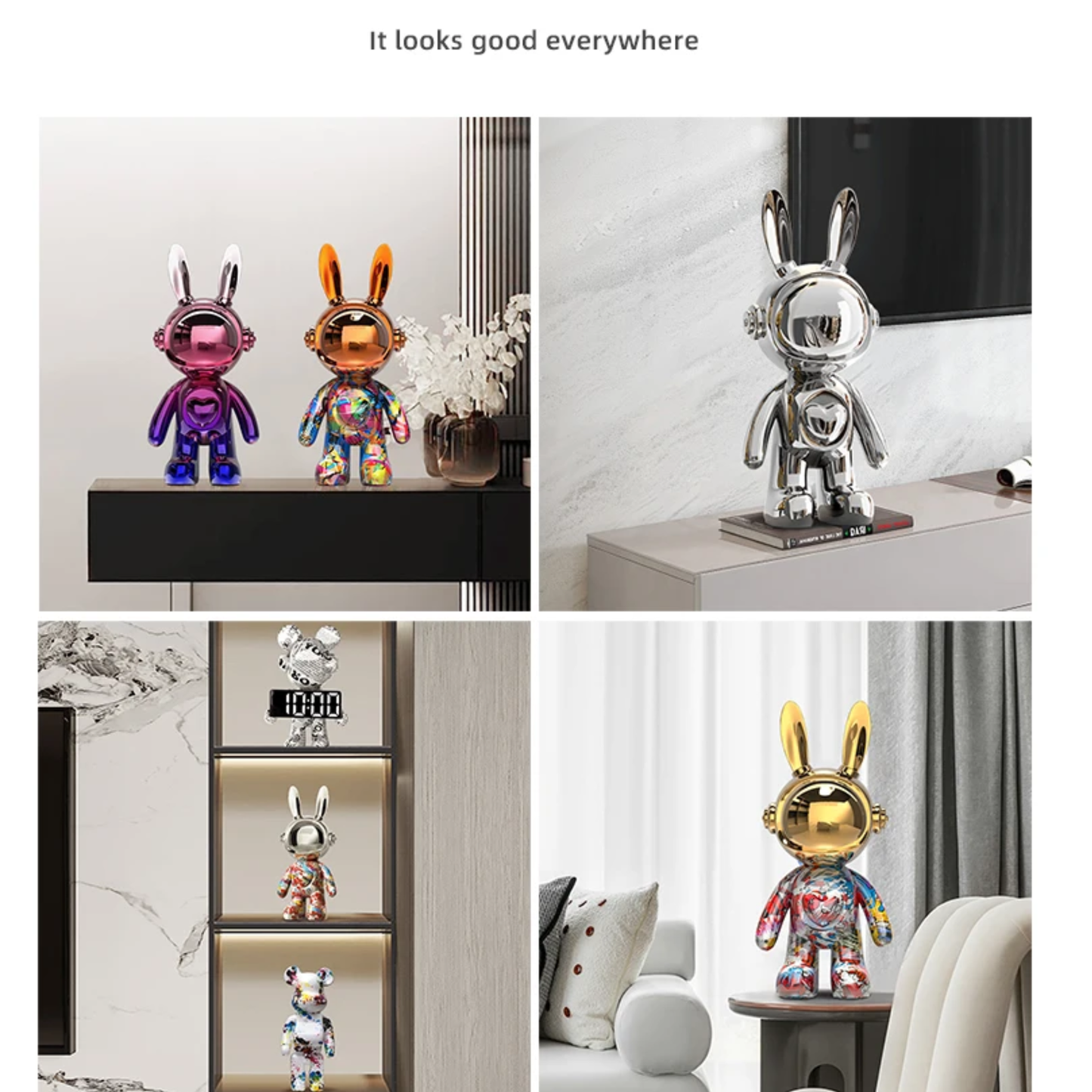 Luxury Cartoon Rabbit Sculpture Home Decor