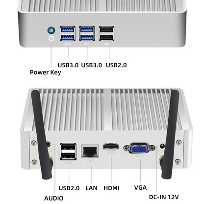 Compact i3 Fanless Mini PC with Dual Display Support