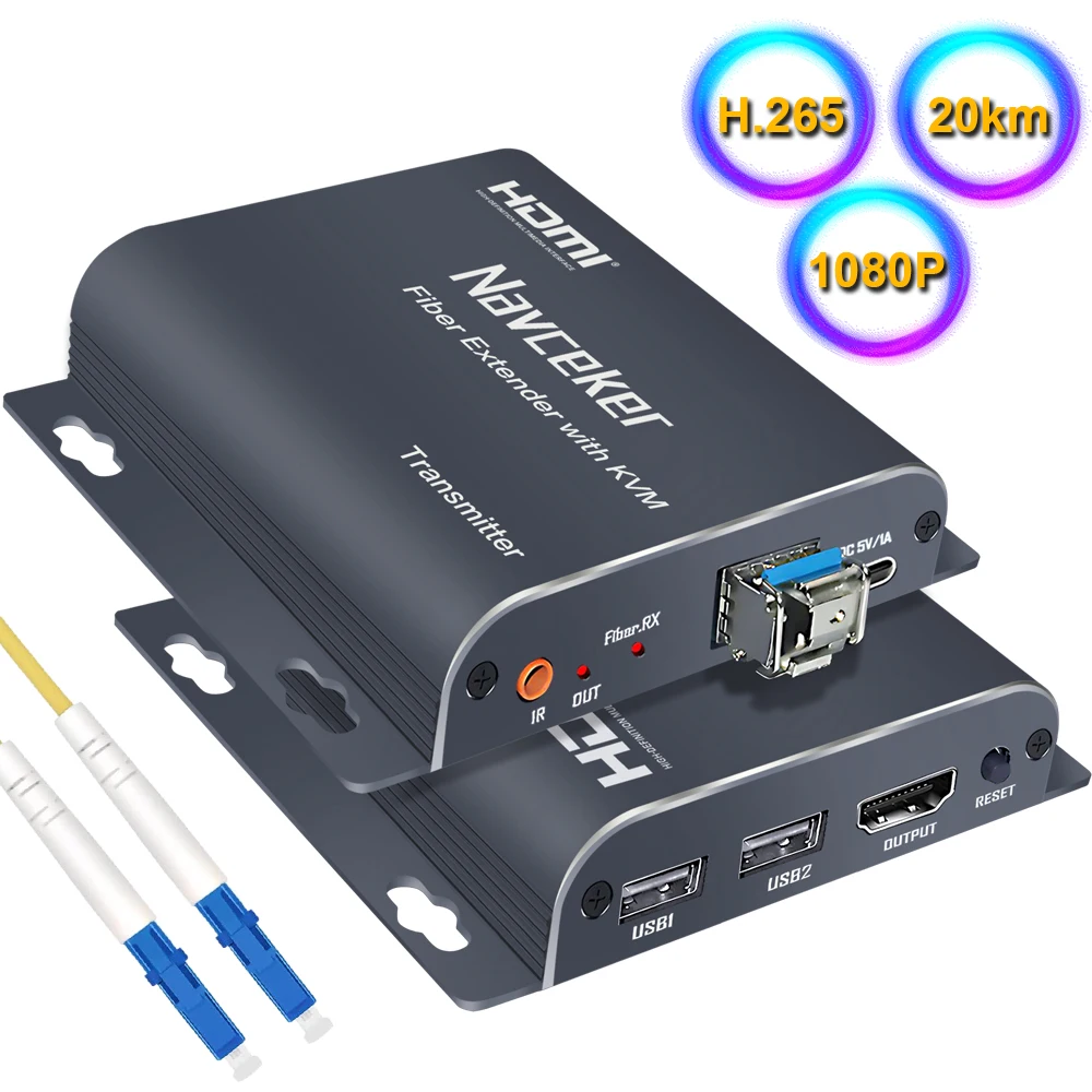 20Km HDMI Fiber Optic USB KVM Extender