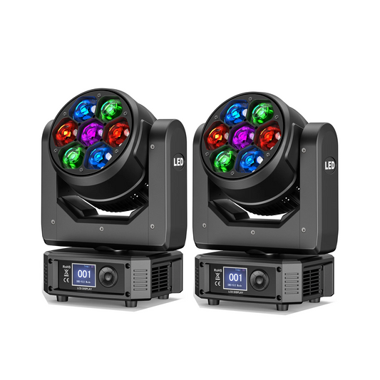 RGBW LED Moving Head Wash Beam Lights 2 Pack