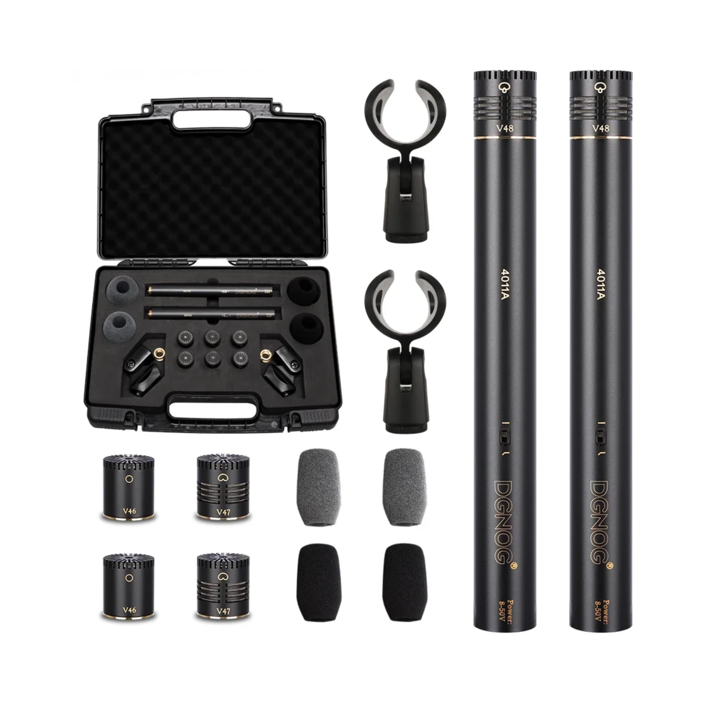 Brass Pencil Microphone Kit 2 Mic 6 Capsules Studio Use