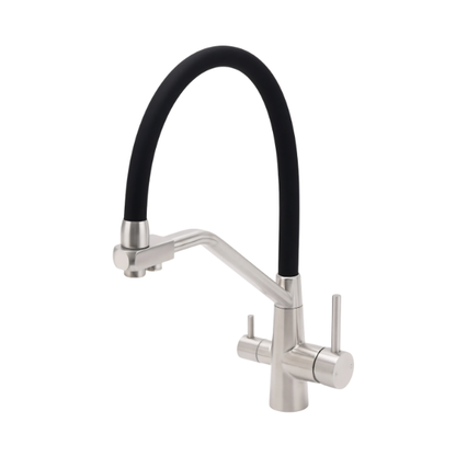 3 Way Kitchen Mixer Tap Brushed Nickel Swivel Spout