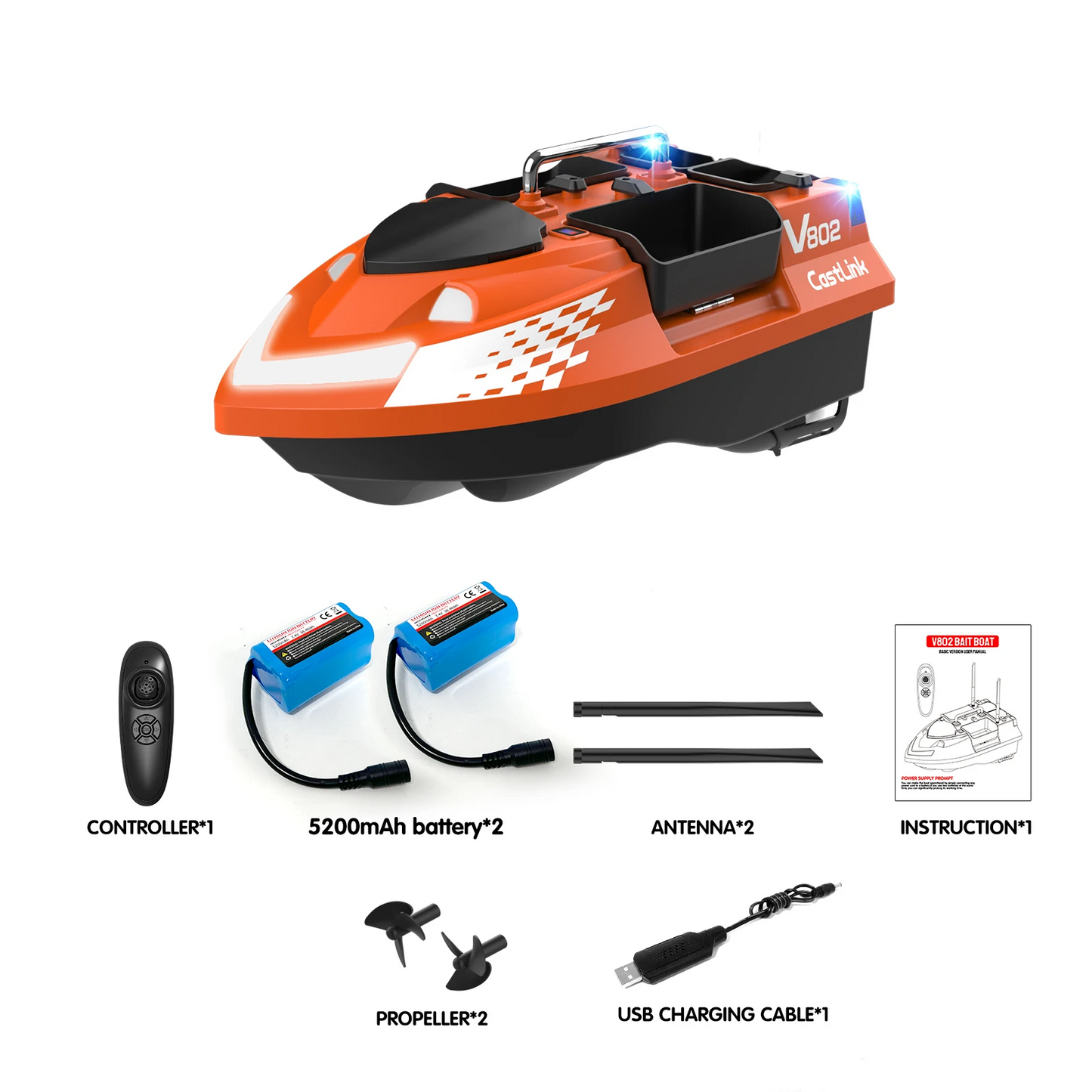 Bait Boat Dual 5200mAh Night Fishing Lights