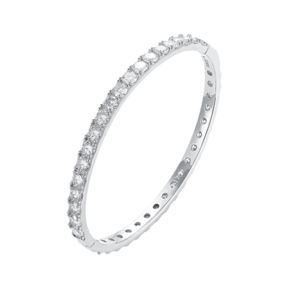 4mm Moissanite Silver Bangle 16cm Elegant Bracelet