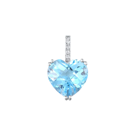 Radiant Swiss Blue Topaz 14K Gold Pendant Necklace