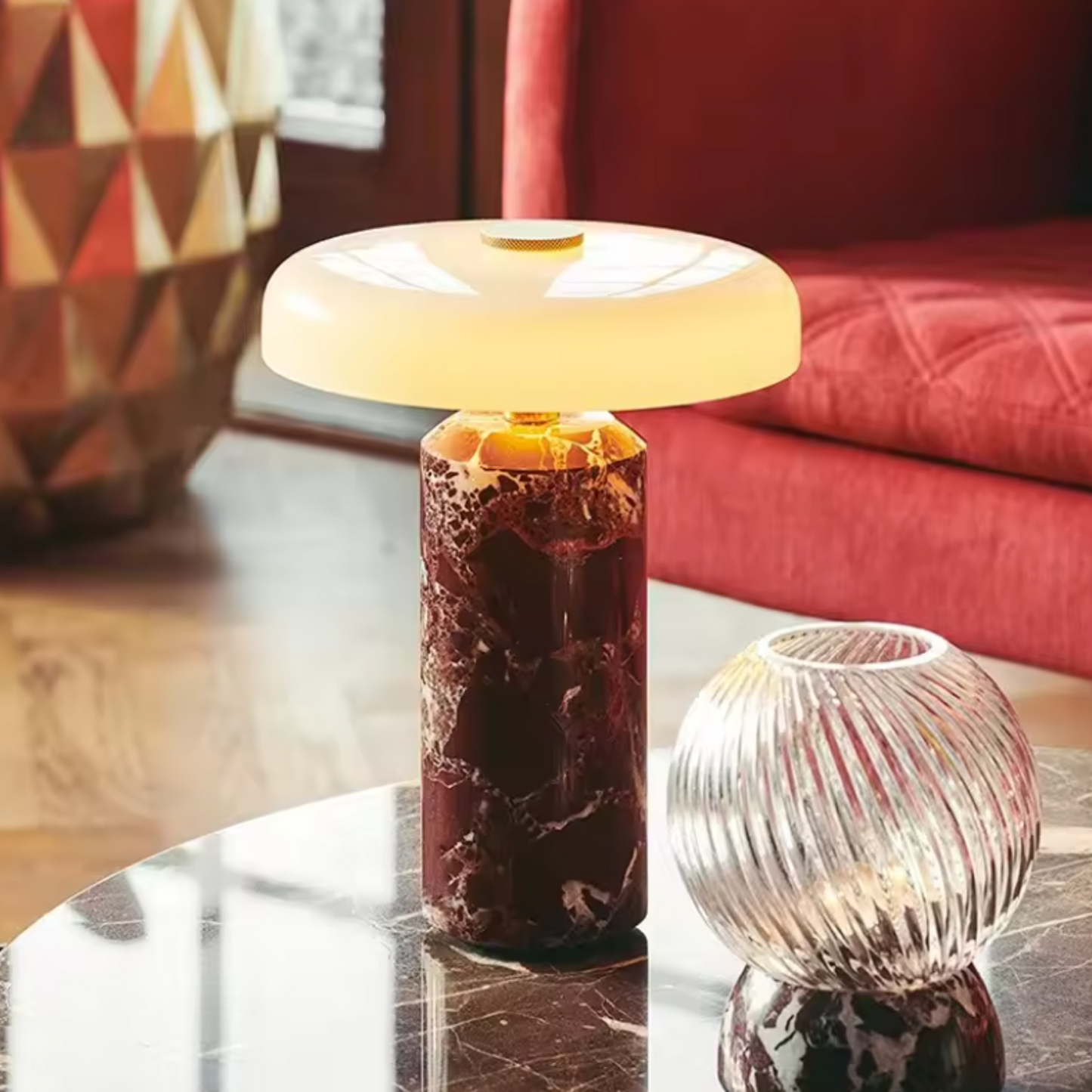 Red Portable LED Table Lamp with Touch Control